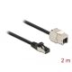 Delock Kábel RJ45 apa - Keystone modul RJ45 anya Cat.6A, 2 m hosszú, fekete