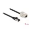 Delock Kábel RJ45 apa - Keystone modul RJ45 anya Cat.6A, 3 m hosszú, fekete (87029)