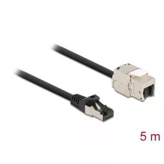   Delock Kábel RJ45 apa - Keystone modul RJ45 anya Cat.6A, 5 m hosszú, fekete (87030)