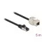 Delock Kábel RJ45 apa - Keystone modul RJ45 anya Cat.6A, 5 m hosszú, fekete (87030)