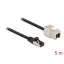 Delock Kábel RJ45 apa - Keystone modul RJ45 anya Cat.6A, 5 m hosszú, fekete (87030)