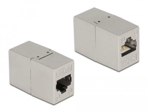 Delock fémszínű adapter RJ45 anya - RJ45 anya Cat.6A (87037)