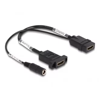   Delock HDMI kábel 4K 60 Hz DC töltéssel 2,1 x 5,5 mm 0,30 m panel-csatlakozó (87038)