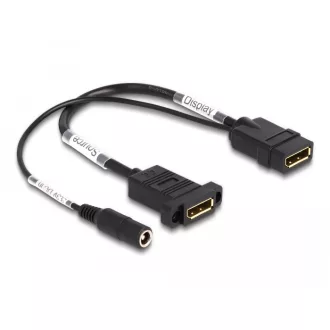   Delock DisplayPort kábel 4K 60 Hz DC töltéssel 2,1 x 5,5 mm 0,30 m panel-csatlakozó (87039)
