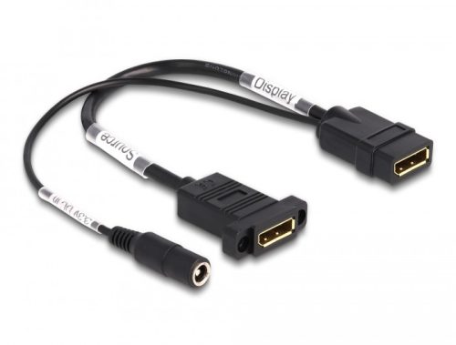 Delock DisplayPort kábel 4K 60 Hz DC töltéssel 2,1 x 5,5 mm 0,30 m panel-csatlakozó