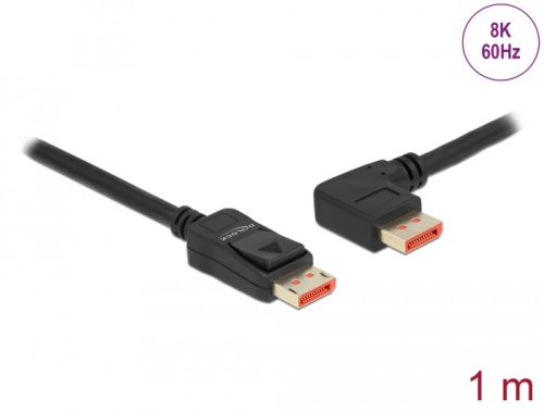 Delock DisplayPort kábel egyenes csatlakozódugóval - balra néző csatlakozódugóval 8K 60 Hz 1 m