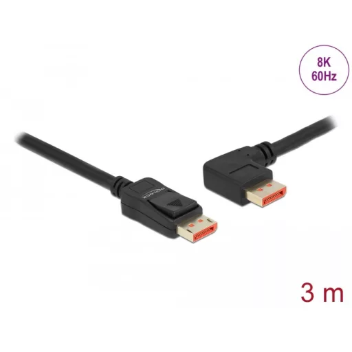 Delock DisplayPort kábel egyenes csatlakozódugóval - balra néző csatlakozódugóval 8K 60 Hz 3 m (87048)
