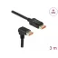 Delock DisplayPort kábel egyenes csatlakozódugóval - csatlakozódugóval 90  ívelt lefelé 8K 60 Hz 3 m (87052)