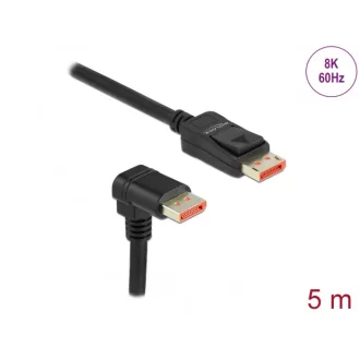   Delock DisplayPort kábel egyenes csatlakozódugóval - csatlakozódugóval 90  ívelt lefelé 8K 60 Hz 5 m (87053)