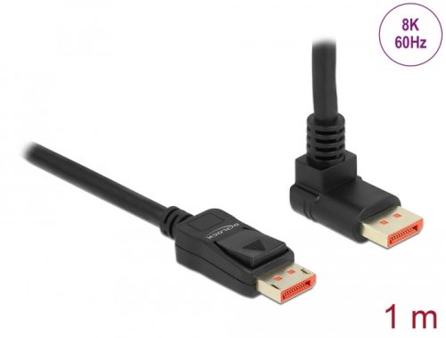 Delock DisplayPort kábel egyenes csatlakozódugóval - csatlakozódugóval 90  ívelt felfelé 8K 60 Hz 1 (87054)