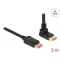 Delock DisplayPort kábel egyenes csatlakozódugóval - csatlakozódugóval 90  ívelt felfelé 8K 60 Hz 3 (87056)