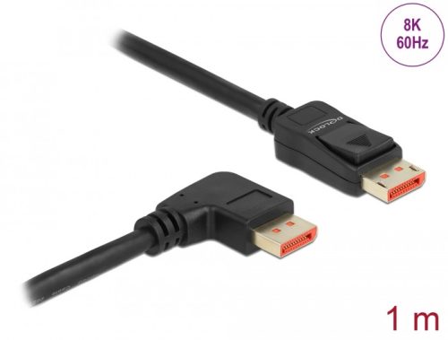Delock DisplayPort kábel egyenes csatlakozódugóval - jobbra néző csatlakozódugóval 8K 60 Hz 1 m (87060)