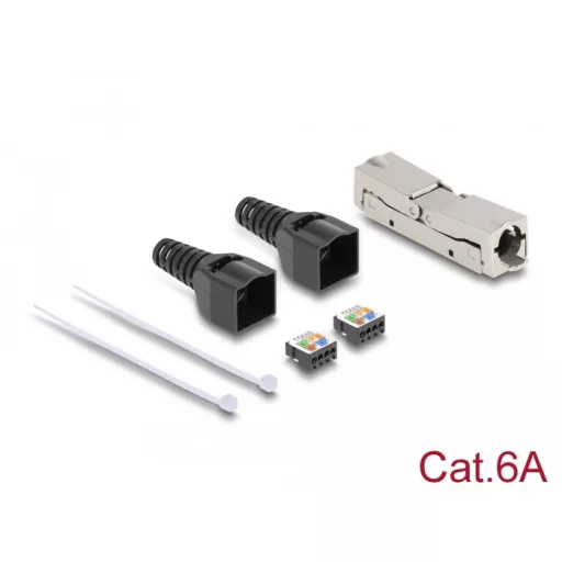 Delock RJ45 csatoló LSA-LSA húzásmentesítővel, Cat.6A szerszám nélkül (87064)