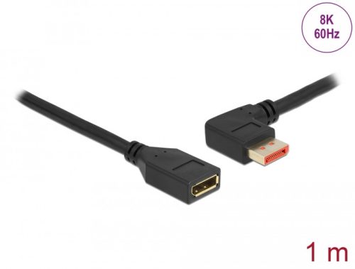 Delock DisplayPort bővítőkábel balra néző csatlakozódugóval - csatlakozóhüvellyel 8K 60 Hz 1 m