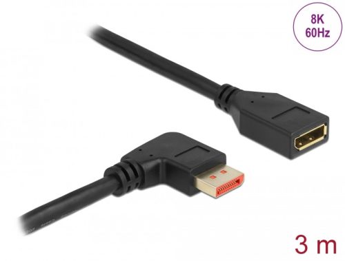 Delock DisplayPort bővítőkábel jobbra néző csatlakozódugóval - csatlakozóhüvellyel 8K 60 Hz 3 m