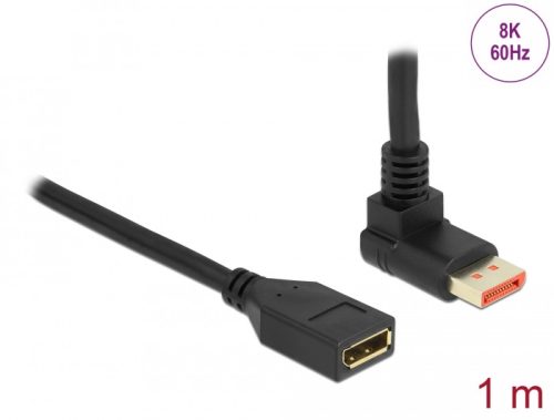 Delock DisplayPort bővítőkábel csatlakozódugóval 90  ívelt felfelé - csatlakozóhüvellyel 8K 60 Hz 1