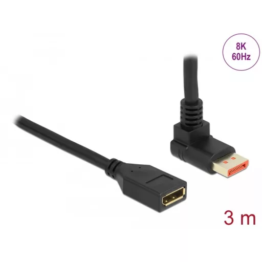 Delock DisplayPort bővítőkábel csatlakozódugóval 90  ívelt felfelé - csatlakozóhüvellyel 8K 60 Hz 3 (87084)