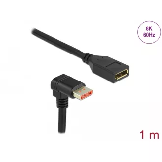   Delock DisplayPort bővítőkábel csatlakozódugóval 90  ívelt lefelé - csatlakozóhüvellyel 8K 60 Hz 1 m (87087)