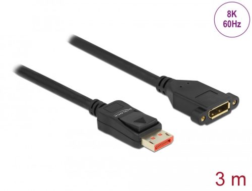 Delock DisplayPort bővítőkábel panelrögzítés 8K 60 Hz 3 m