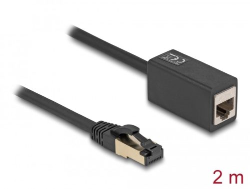 Delock hálózati hosszabbítókábel RJ45 csatlakozó az RJ45 aljzathoz Cat.8.1 S/FTP 2 m fekete