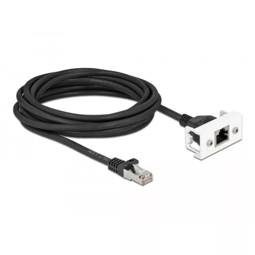 Delock Cat.6A hálózat kibővítő kábel Easy 45 modulhoz S/FTP RJ45 apa - RJ45 anya, 25 cm, fekete (87109)