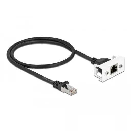 Delock Cat.6A hálózat kibővítő kábel Easy 45 modulhoz S/FTP RJ45 apa - RJ45 anya, 50 cm, fekete (87110)