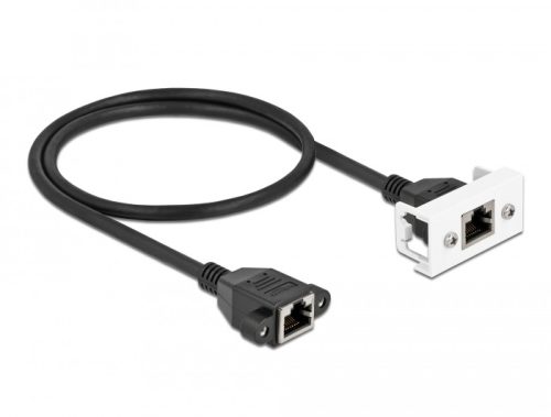 Delock Cat.6A hálózat kibővítő kábel Easy 45 modulhoz S/FTP RJ45 anya - RJ45 anya, 1 m, fekete (87131)