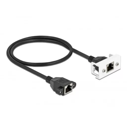 Delock Cat.6A hálózat kibővítő kábel Easy 45 modulhoz S/FTP RJ45 anya - RJ45 anya, 2 m, fekete (87135)