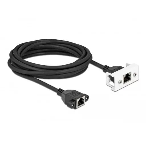 Delock Cat.6A hálózat kibővítő kábel Easy 45 modulhoz S/FTP RJ45 anya - RJ45 anya, 3 m, fekete (87136)