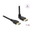 Delock DisplayPort kábel egyenes csatlakozódugóval - csatlakozódugóval 90  ívelt felfelé 8K 60 Hz 1 m retesz nélküli (87143)