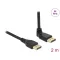 Delock DisplayPort kábel egyenes csatlakozódugóval - csatlakozódugóval 90  ívelt felfelé 8K 60 Hz 2 m retesz nélküli (87150)