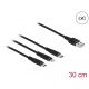 Delock 30 cm hosszú, USB töltő kábel 3 az 1-ben Lightning -, Micro USB- és USB Type-C  csatlakozásho (87152)