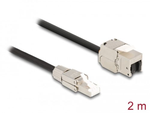 Delock Kábel RJ45 dugasz terepen szerelhető Keystone Modul RJ45 aljzathoz Cat.6A 2 m