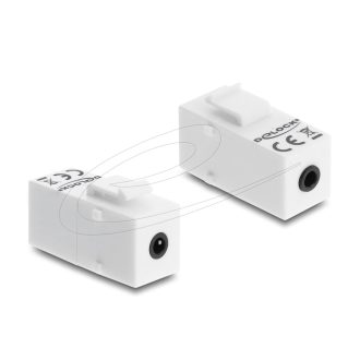   Delock Keystone Module sztereo jack anya 3,5 mm 4 tűs - sztereo jack anya 3,5 mm 4 tűs, fehér (87234)