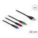 Delock 30 cm hosszú, USB töltő kábel 3 az 1-ben Lightning -, Micro USB- és USB Type-C  csatlakozásho (87236)