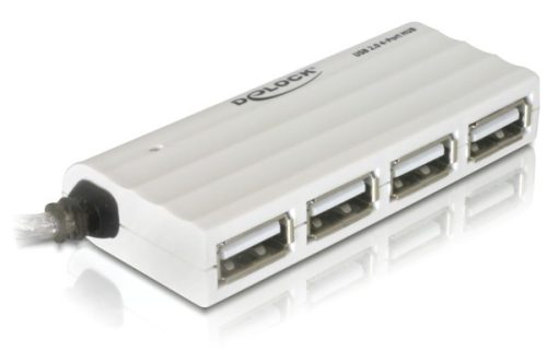 Delock külső HUB USB 2.0 (4 porttal), 480 Mbps, fehér (87445)