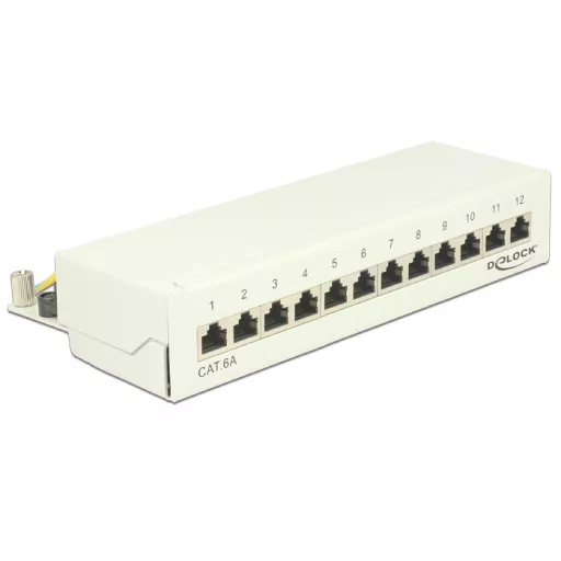 Delock asztali patch panel 12 portos Cat.6A fehér (87679)