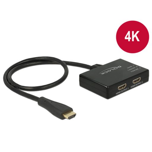 Delock HDMI UHD-es elosztó 1 x HDMI-bemenet > 2 x HDMI-kimenet 4K (87700)