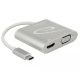 Delock Elosztó USB Type-C  csatlakozóval (DP alternatív mód) > 1 db HDMI + 1 db VGA csatlakozó