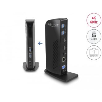   Delock USB dokkolóállomás kettős DisplayPort 4K / USB 3.2 / LAN / audio (Displaylink) (87728)