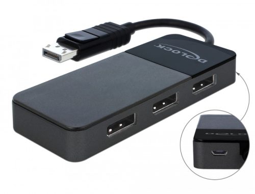 Delock DisplayPort 1.4-es elosztó 1 x DisplayPort-bemenet > 3 x DisplayPort-kimenet