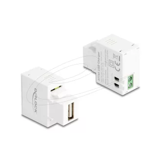   Delock 5 W-s, fekete, A-típusú USB töltő portos Keystone fehér (87744)
