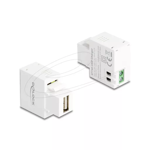 Delock 5 W-s, fekete, A-típusú USB töltő portos Keystone fehér (87744)