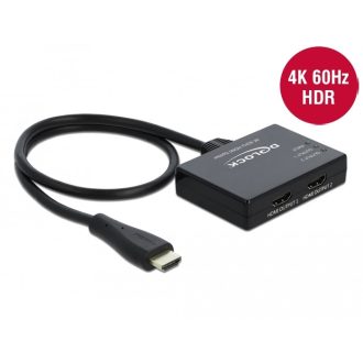   Delock HDMI-elosztó, 1 x HDMI-bemenet > 2 x HDMI-kimenet, 4K 60 Hz (87747)