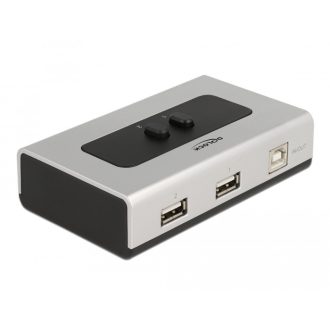   Delock Kétirányú USB 2.0 switch 1 db. B-típusú anya   2 db. A-típusú anya kézi átkapcsolással (87760)