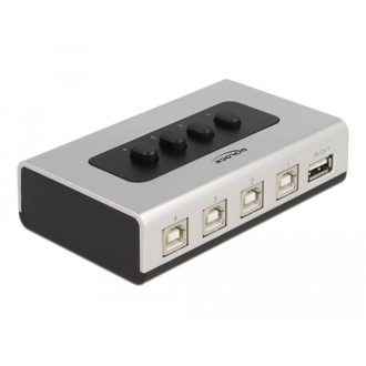   Delock Kétirányú USB 2.0 switch 4 db. B-típusú anya - 1 db. A-típus anya kézi átkapcsolással (87763)