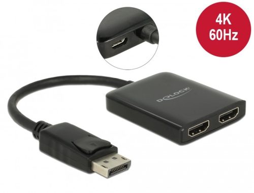 Delock DisplayPort 1.4 elosztó 1 x DisplayPort > 2 x HDMI MST