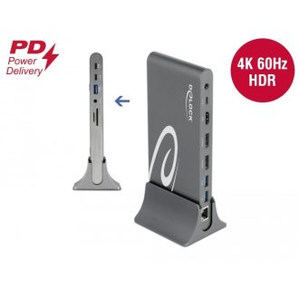   Delock USB Type-C  DP 1.4 dokkoló állomás háromszoros 4K Display-HDMI/DisplayPort/USB/LAN/SD/PD3.0 (87772)