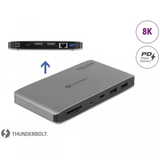   Delock Thunderbolt  3 dokkoló állomás 8K - Dual DisplayPort / USB / LAN / SD / Audio / PD 3.0 (87777)