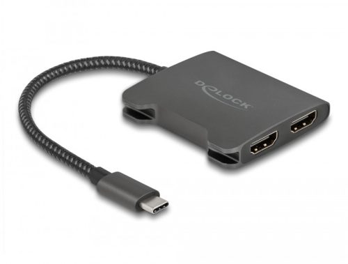 Delock Elosztó USB Type-C  csatlakozóval (DP alternatív mód támogatás)   2 db. HDMI MST